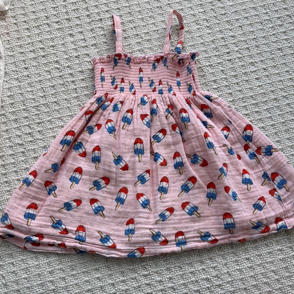 Pink Ice Cream Print Kids Dress